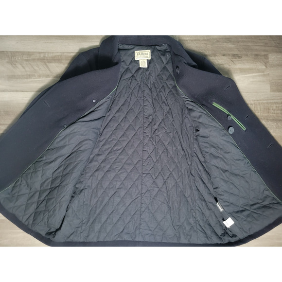LL Bean Wool Peacoat Mens XXL Tall Quilted Thinsulate Lining Black - Picture 2 of 7